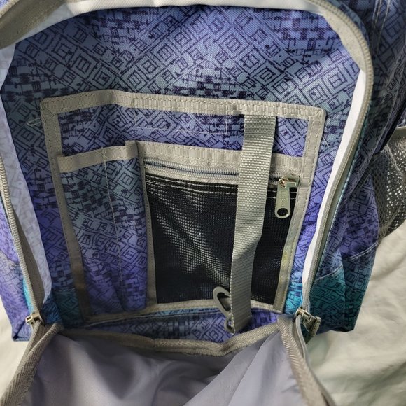 L.L. Bean Deluxe Book Pack Backpack Purple Blue Teal Geometric School 505445 - Picture 9 of 9